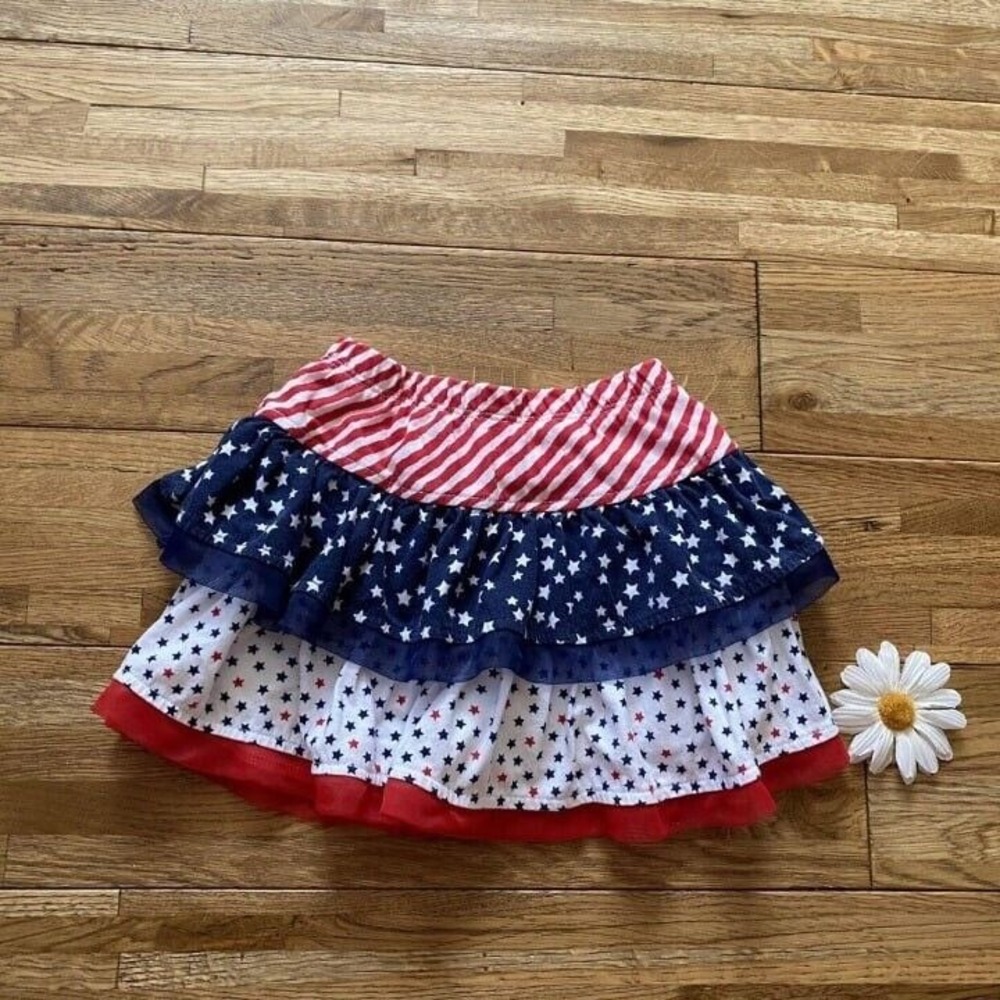 Patriotic‎ Red White And Blue Ruffle Skirt Size 3t
